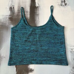 Linda Allard Ellen Tracy Blue Knit Cami Top Women’s S Metallic Space Dye Tank